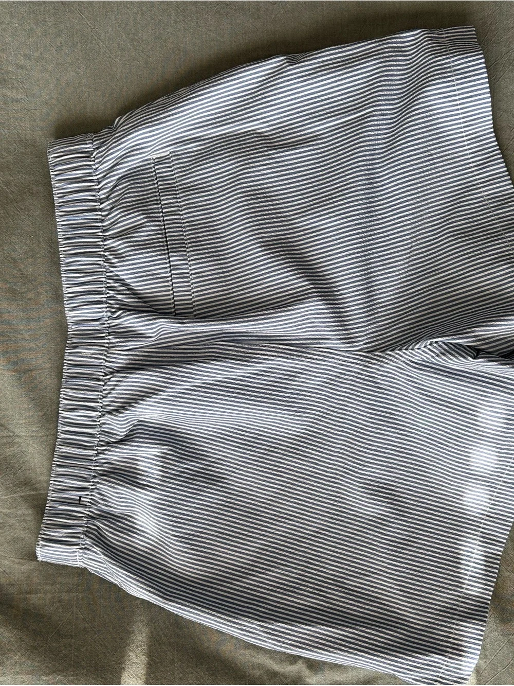 Striped Blue & White Seersucker lined swim Shorts. Never worn.